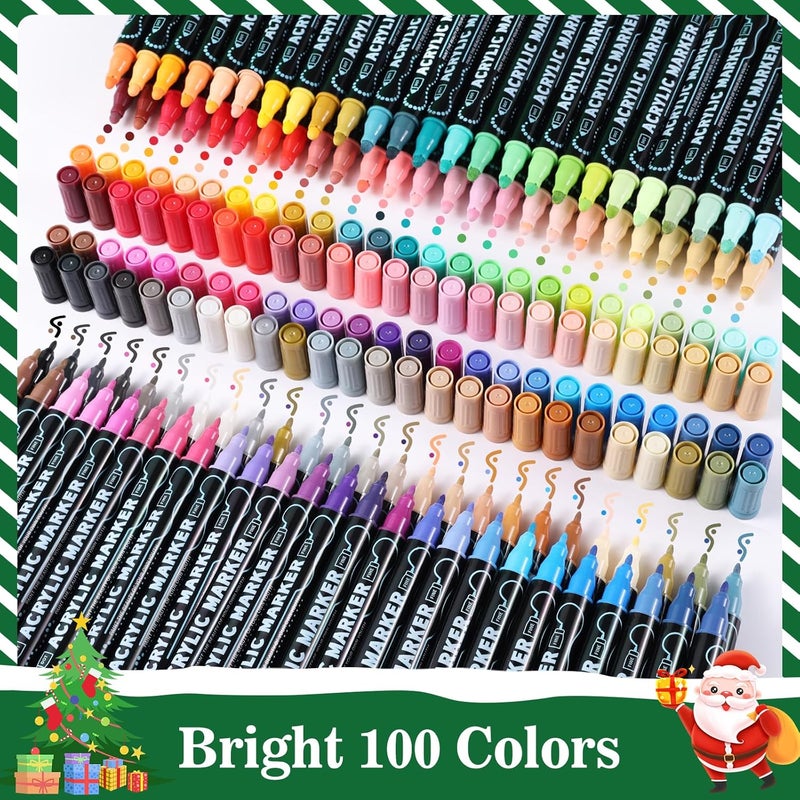 nauets 100 Colors Waterproof Dual Tip Acrylic Paint Markers, Premium Dot & Fine Tip Coloring Paint Pens Set for Paper, Rock, Wood, Fabric, Canvas, Glass, Ceramic and DIY Crafts Art Supplies - Image 4